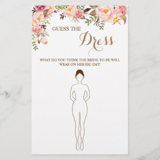 Prospectus 14 Cm X 21,6 Cm Carte de jeu pour deviner la robe de mariée rose p