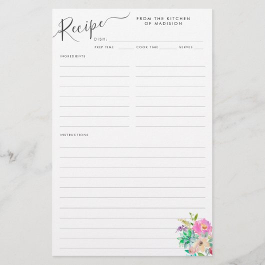 Prospectus 14 Cm X 21,6 Cm Carte Recette Succulente rose flou Budget (Devant)