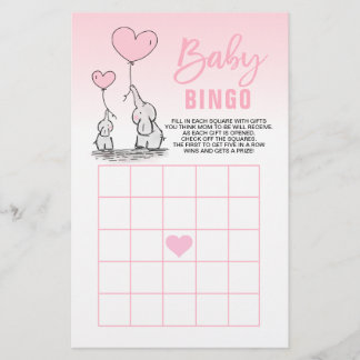 Prospectus 14 Cm X 21,6 Cm Cartes BINGO Baby shower pour fille au coeur rose