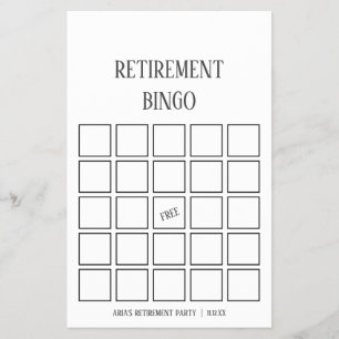 Prospectus 14 Cm X 21,6 Cm Cartes de Bingo de retraite minimaliste