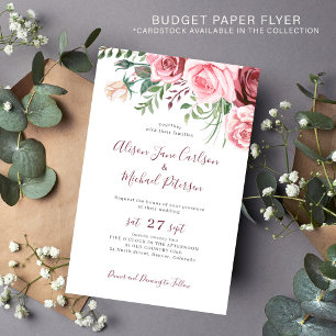 Prospectus 14 Cm X 21,6 Cm Carton d'invitation de mariage à l'aquarelle fleur