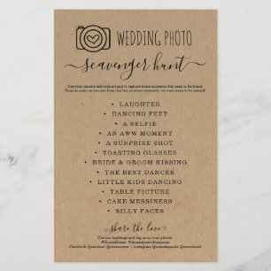 Prospectus 14 Cm X 21,6 Cm Chasse au trésor de photos de mariage jeu de devin