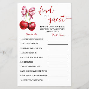 Prospectus 14 Cm X 21,6 Cm Cherry Trouvez la carte de jeu Baby shower invité