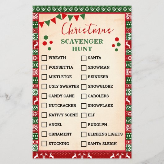 Prospectus 14 Cm X 21,6 Cm Christmas Scavenger Hunt Game Ugly Sweater Card (Devant)