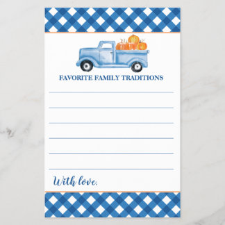 Prospectus 14 Cm X 21,6 Cm Citrouille Blue Truck Baby shower Famille Traditio
