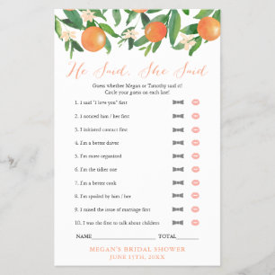 Prospectus 14 Cm X 21,6 Cm Citrus Orange Couples Douche Il A Dit Qu'Elle A Di