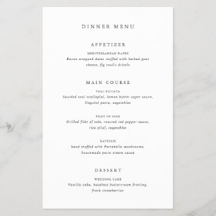 Prospectus 14 Cm X 21,6 Cm Classique Immuable Menu de Mariage Formel pour Inv