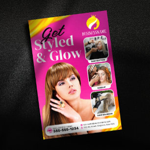 Prospectus 14 Cm X 21,6 Cm Coiffeur Salon de Maquillage de Style de Cheveux R