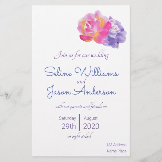 Prospectus 14 Cm X 21,6 Cm Conception de l'invitation de fleurs (Devant)