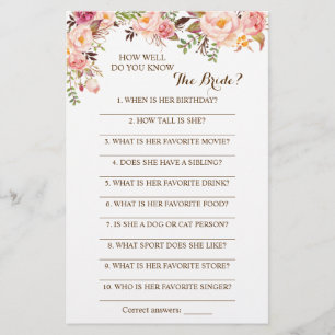 Prospectus 14 Cm X 21,6 Cm Connaissez-Vous Bien La Carte De Jeu Rose Mariée ?