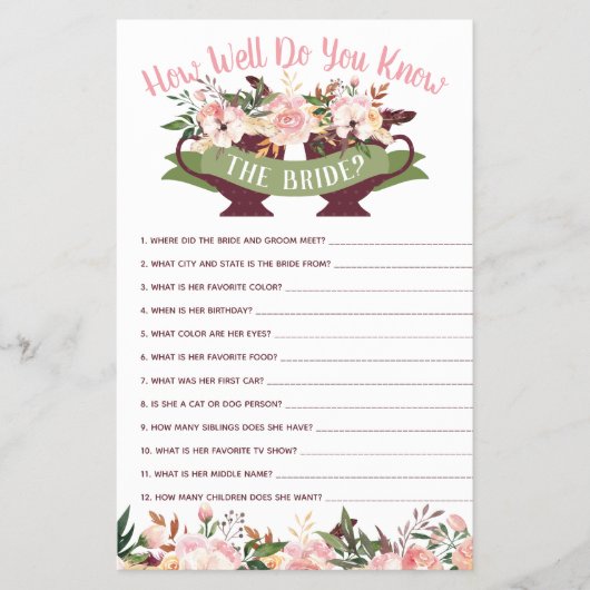 Prospectus 14 Cm X 21,6 Cm Connaissez-Vous Bien Le Jeu De Mariée ? (Devant)