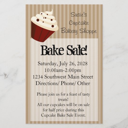 Prospectus 14 Cm X 21,6 Cm Cupcake avec rayures mocha douces (Devant)