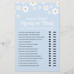 Prospectus 14 Cm X 21,6 Cm Daisy Baby shower Devinez Qui Joue Flyer