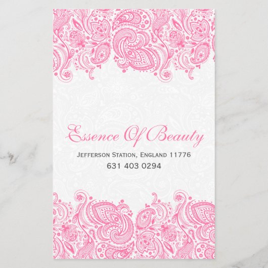 Prospectus 14 Cm X 21,6 Cm Damas blanches et dentelle rose (Dos)