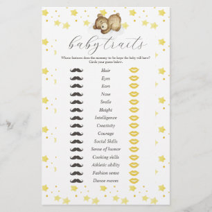 Prospectus 14 Cm X 21,6 Cm Dépliant de jeu de caractéristiques bébé Teddy Bea