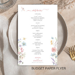Prospectus 14 Cm X 21,6 Cm Dépliant de menu de mariage élégant et floral à bu