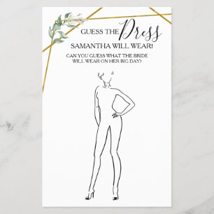 Prospectus 14 Cm X 21,6 Cm Devinez la carte de jeu Robe Verdure Or Douche