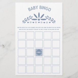 Prospectus 14 Cm X 21,6 Cm Dusty blue Papel Picado Baby Boy Shower Bingo
