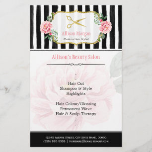 Prospectus 14 Cm X 21,6 Cm Elégant Chic Hair Styliste Ciseaux Or Stripes