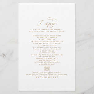 Prospectus 14 Cm X 21,6 Cm Elegant Gold I Spy Mariage Photo Scavenger Chasse