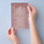 Prospectus 14 Cm X 21,6 Cm Elégant Rose Gold Parties scintillant Drives Tarif (Poignée)