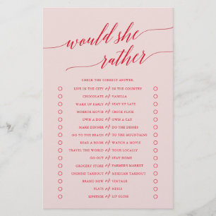 Prospectus 14 Cm X 21,6 Cm Élégante Calligraphie Rouge Rose Voudrait-Elle Plu