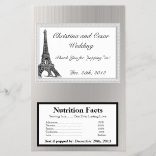 Prospectus 14 Cm X 21,6 Cm Emballage de Popcorn Micro-ondes Tour Eiffel Noir