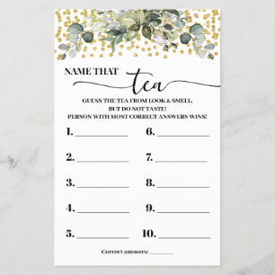 Prospectus 14 Cm X 21,6 Cm Eucalyptus Gold Nom que Tea Shoot Game Card