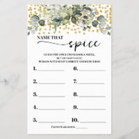 Eucalyptus Gold Nom qui Spice Douche Carte de jeu