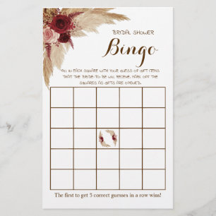 Prospectus 14 Cm X 21,6 Cm Fête des mariées Bingo Pampas Grass Game Card
