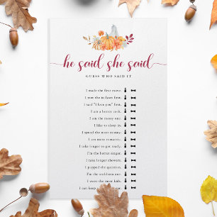 Prospectus 14 Cm X 21,6 Cm Fête des mariées D'Automne Citrouille Il A Dit Qu'