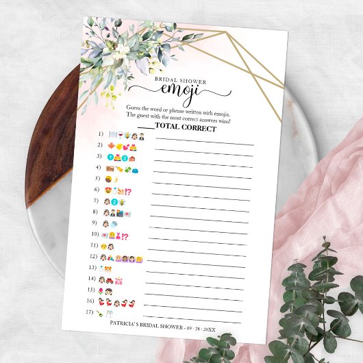 Prospectus 14 Cm X 21,6 Cm Fête des mariées géométrique verte Emoji Pictionar