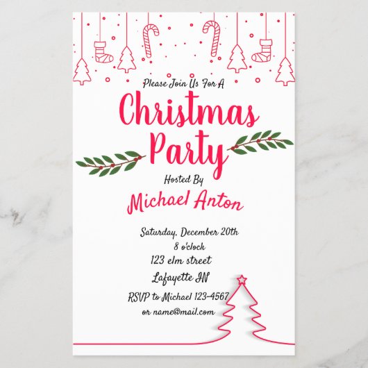 Prospectus 14 Cm X 21,6 Cm Fête Noël Invitation (Devant)