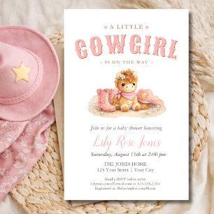 Prospectus 14 Cm X 21,6 Cm Fête Prénatale Aquarelle de la Petite Cowgirl Rose