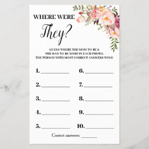 Prospectus 14 Cm X 21,6 Cm Fleurs Roses Où Étaient-Ils Baby shower Carte De J