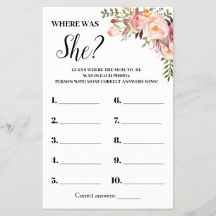 Prospectus 14 Cm X 21,6 Cm Fleurs Roses Où Était Elle Baby shower Carte De Je