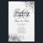 Prospectus 14 Cm X 21,6 Cm Floral 50th Birthday Programme Argent avec menu<br><div class="desc">Design élégant "Programme de fête d'anniversaire" avec arrangement floral en argent avec texte personnalisé.</div>