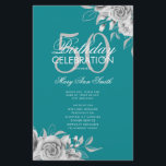 Prospectus 14 Cm X 21,6 Cm Floral 50th Birthday Programme Argent Turquoise av<br><div class="desc">Design élégant "Programme de fête d'anniversaire" avec arrangement floral en argent avec texte personnalisé.</div>