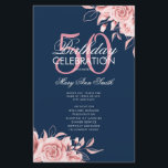 Prospectus 14 Cm X 21,6 Cm Floral 50th Birthday Programme Rose Gold Navy Menu<br><div class="desc">Elégant "Programme de fête d'anniversaire" avec Floral Arrangement dans la Marine Rose d'or avec texte personnalisé.</div>