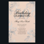 Prospectus 14 Cm X 21,6 Cm Floral 50th Birthday Programme Silver Blush Menu<br><div class="desc">Design élégant "Programme de fête d'anniversaire" avec arrangement floral en argent avec texte personnalisé.</div>