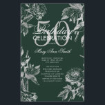 Prospectus 14 Cm X 21,6 Cm Floral 50th Birthday Programme Silver Green Menu<br><div class="desc">Design élégant "Programme de fête d'anniversaire" avec arrangement floral en argent avec texte personnalisé.</div>