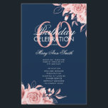 Prospectus 14 Cm X 21,6 Cm Floral 60th Birthday Programme Rose Gold Navy Menu<br><div class="desc">Design élégant "Programme de fête d'anniversaire" avec arrangement floral en or Rose avec texte personnalisé.</div>