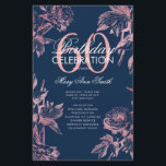 Prospectus 14 Cm X 21,6 Cm Floral 60th Birthday Programme Rose Gold Navy Menu<br><div class="desc">Design élégant "Programme de fête d'anniversaire" avec arrangement floral en or Rose avec texte personnalisé.</div>