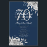 Prospectus 14 Cm X 21,6 Cm Floral 70th Birthday Programme Silver Navy avec me<br><div class="desc">Design élégant "Programme de fête d'anniversaire" avec arrangement floral en argent avec texte personnalisé.</div>