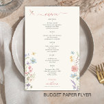 Prospectus 14 Cm X 21,6 Cm Floral budget élégant menu de mariage floral flora<br><div class="desc">Simple et élégante aquarelle florale colorée fleur sauvage tendance minimaliste typographie texte personnalisé modèle BUDGET abordable crème jaune doux menu mariage PAPIER FLYER. VEUILLEZ LIRE CECI AVANT D'ACHETER ! Il s'agit d'une carte économique abordable imprimée sur un FLYER. Veuillez noter que BUDGET PAPER EST MINCE - Vous pouvez mettre à...</div>