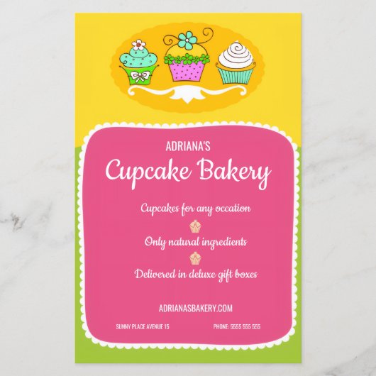Prospectus 14 Cm X 21,6 Cm Flyer de boulangerie Cupcake (Devant)