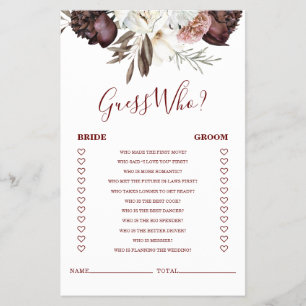 Prospectus 14 Cm X 21,6 Cm Flyer de jeu de Baby Shower de mariage aux roses b