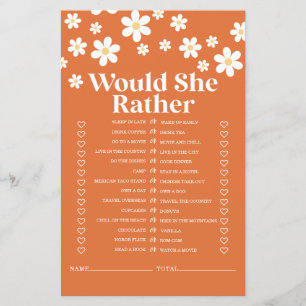 Prospectus 14 Cm X 21,6 Cm Flyer de jeu de baby shower rétro Daisy