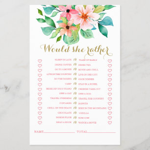 Prospectus 14 Cm X 21,6 Cm Flyer de jeu de baby shower tropical floral de pla