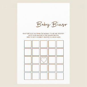 Prospectus 14 Cm X 21,6 Cm Flyer de jeu de bingo pour cadeau de bébé minimali